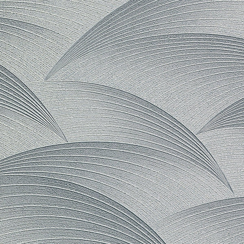Wallpaper with geometric pattern: waves in silver, Erismann, 3751655 Erismann