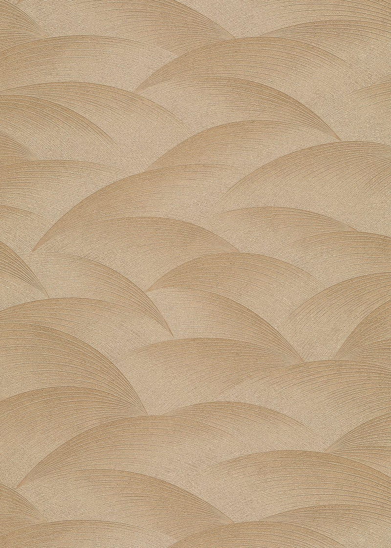 Wallpaper with geometric pattern: waves in gold, Erismann, 3751656 Erismann