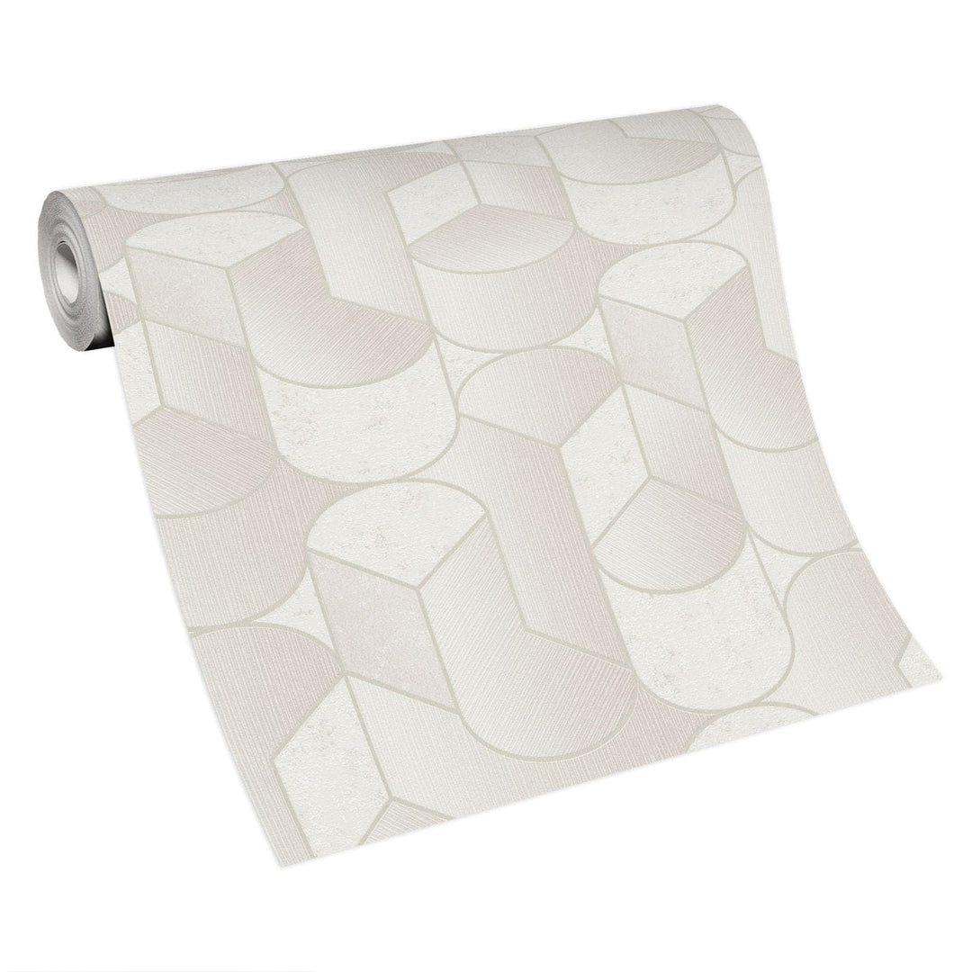 Tapetes ar ģeometrisku rakstu Art Deco stilā, krēmkrāsā - 3754145 Erismann