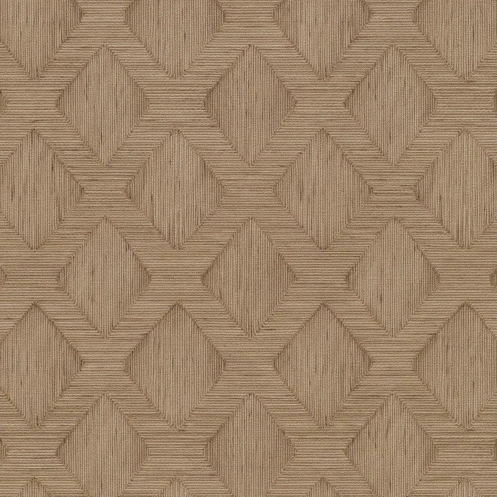 Geometric diamond pattern in warm beige tone with fabric texture, wallpaper 10509-11