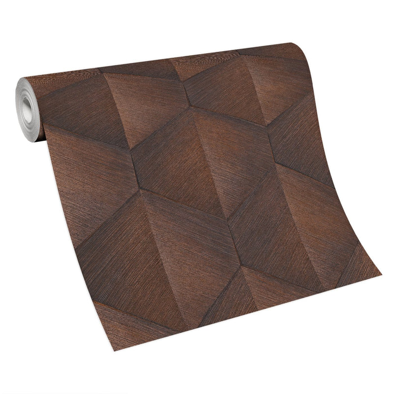 Wallpaper with graphic 3D pattern in bronze/brown, Erismann, 3751370 RASCH