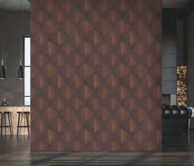 Wallpaper with graphic 3D pattern in bronze/brown, Erismann, 3751370 RASCH