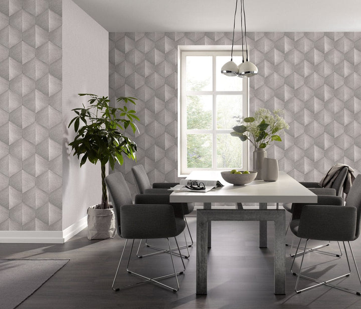 Tapetes ar grafisku 3D rakstu taupe krāsā, Erismann, 1037038 Erismann