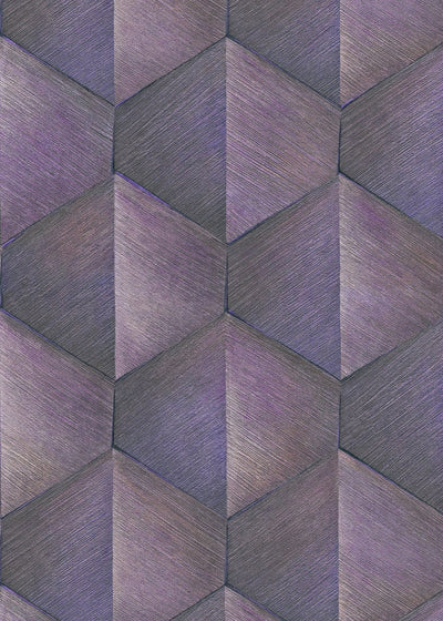 Taustakuva graafisella 3D-kuviolla violetilla, Erismann, 3751365 RASCH