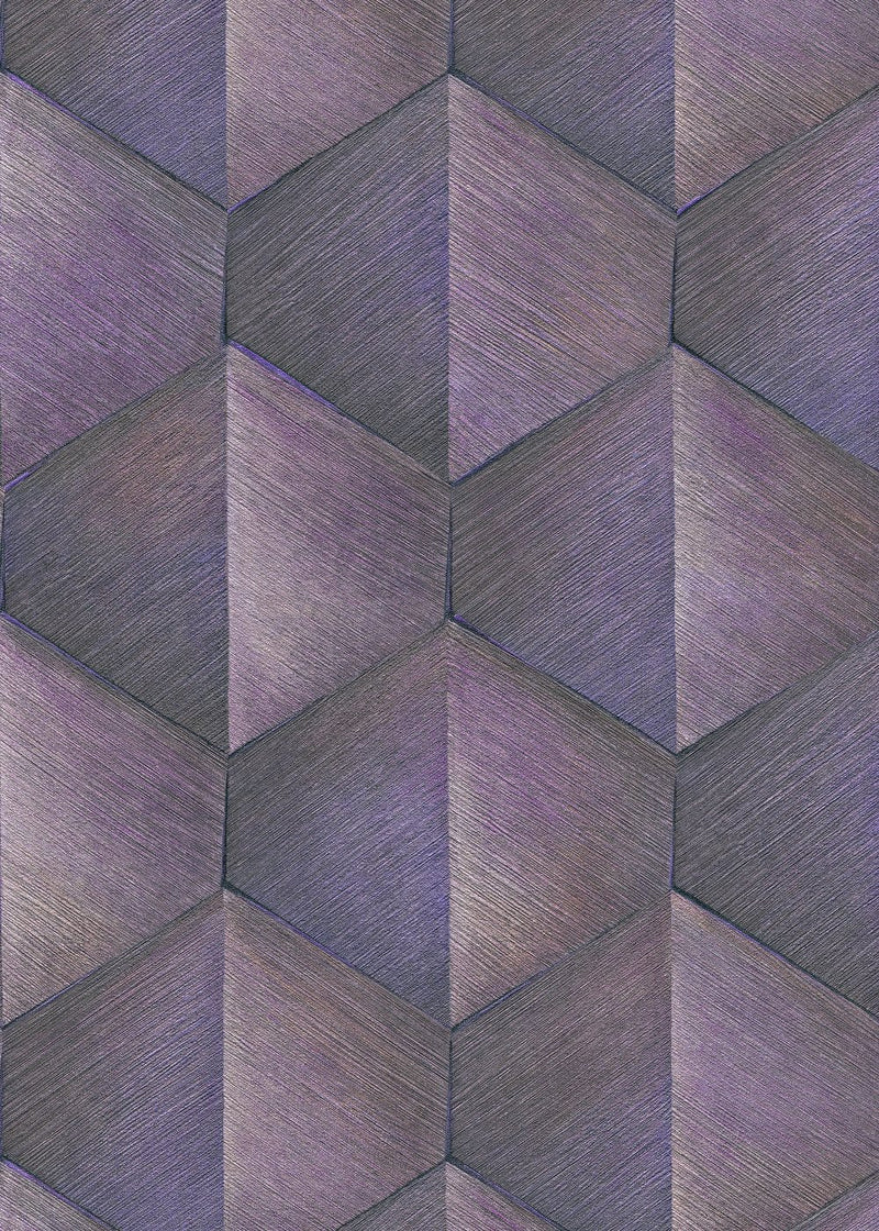 Wallpaper with graphic 3D pattern in purple, Erismann, 3751365 RASCH