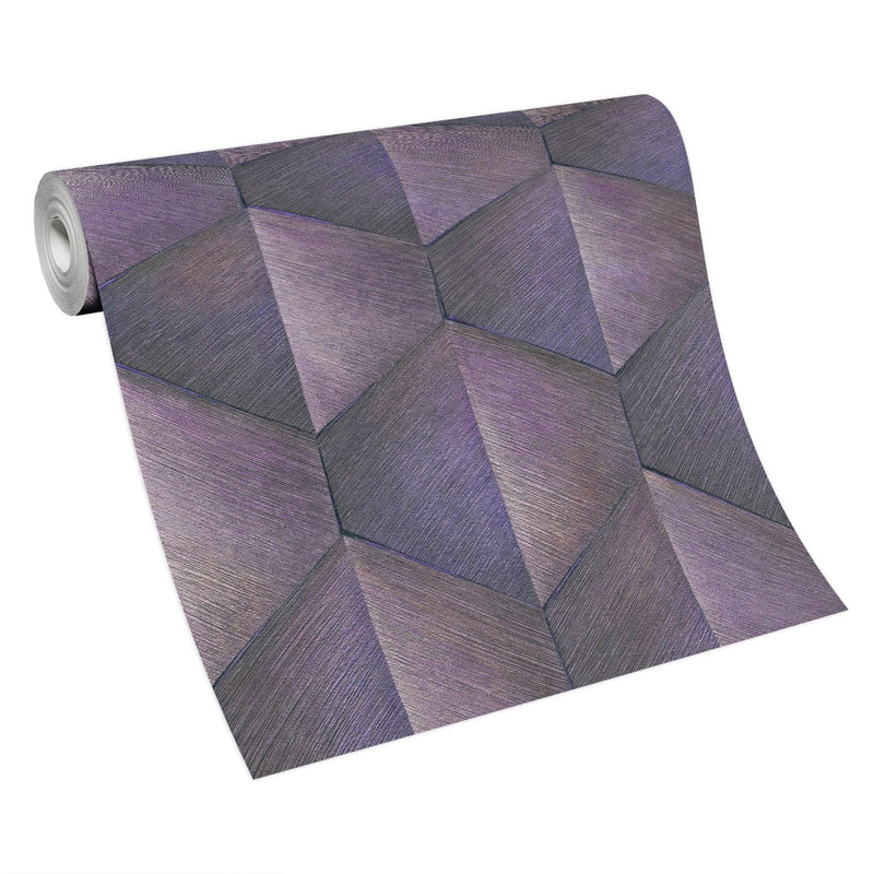 Wallpaper with graphic 3D pattern in purple, Erismann, 3751365 RASCH