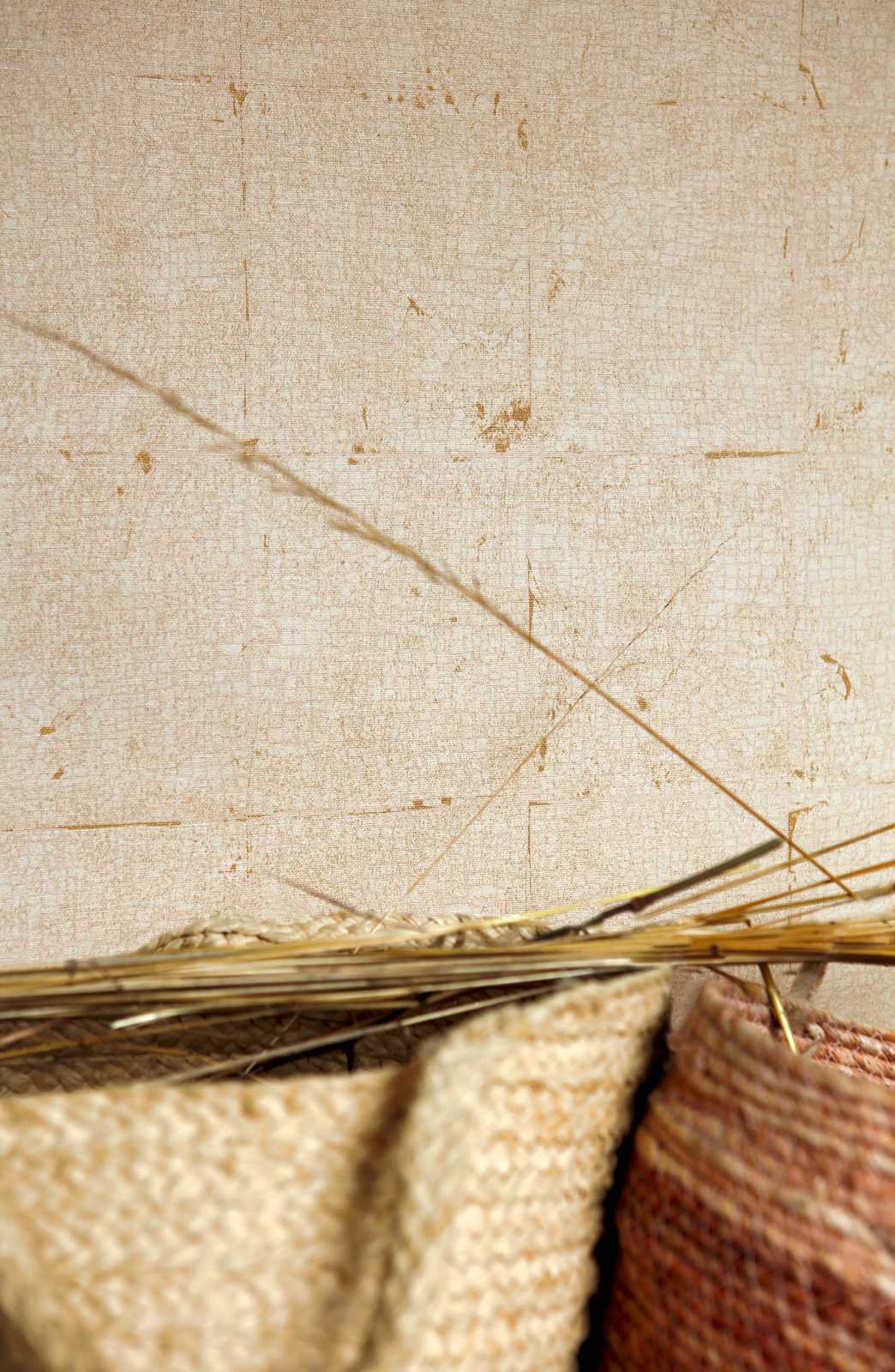 Tapetes ar grafisku flīzes rakstu bēšā krāsā - Creation 1360355 AS Creation