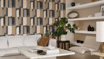 Graphic wallpaper: brown, black, grey, RASCH, 1205445 AS Creation