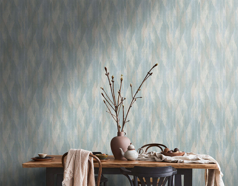 Wallpaper with graphic pattern in light turquoise, 1373602 AS Creation