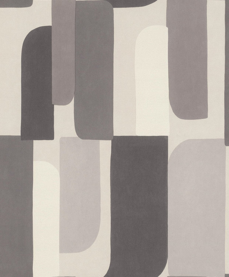 Graphic wallpaper in grey and taupe, RASCH,1205406 AS Creation