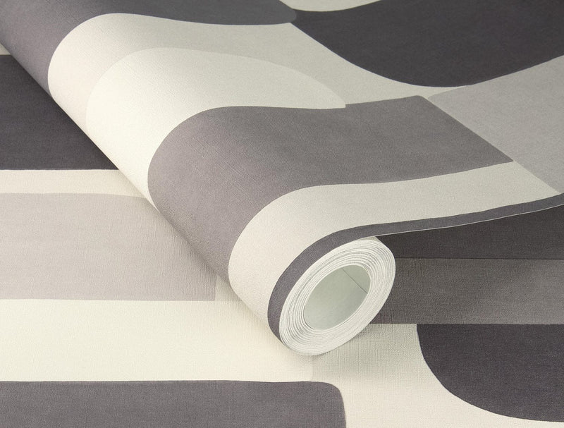 Graphic wallpaper in grey and taupe, RASCH,1205406 AS Creation