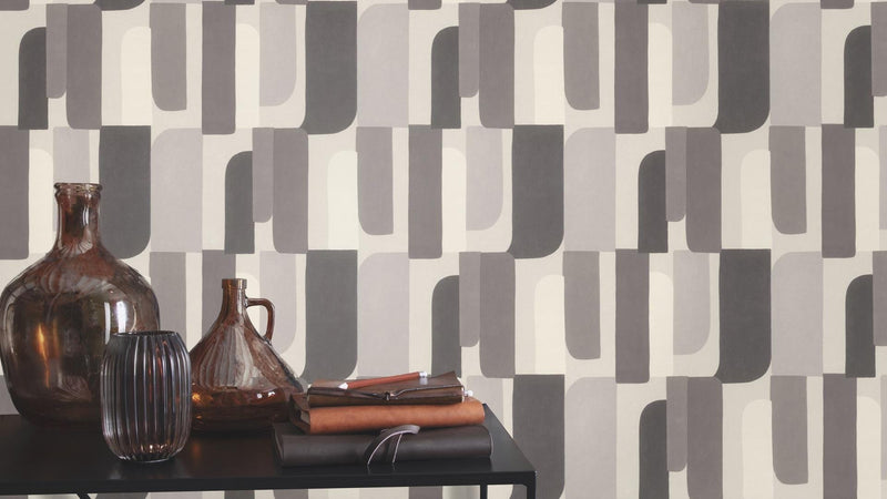 Graphic wallpaper in grey and taupe, RASCH,1205406 AS Creation