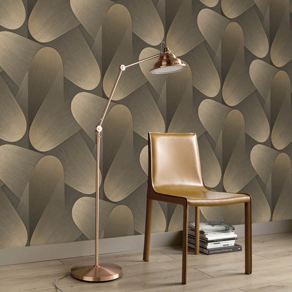 ERISMANN tapetes 3763613: 3D formas, zelts/brūns Erismann