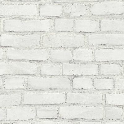 Wallpaper with brick wall painted light grey,1332576 AS Creation