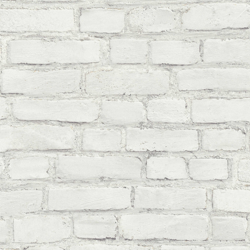 Wallpaper with brick wall painted light grey,1332576 AS Creation