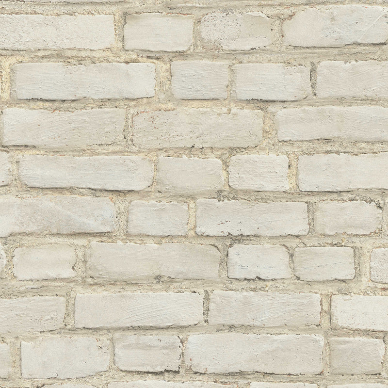 Wallpaper with brick wall painted warm grey, 1332575 AS Creation
