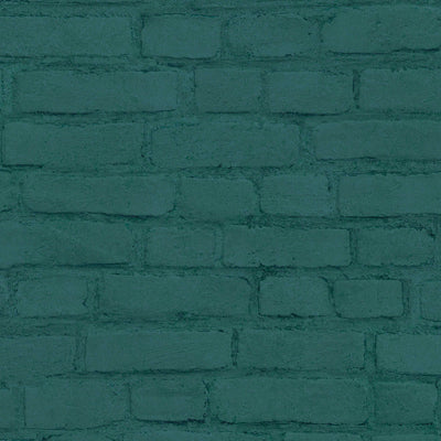 Wallpaper with brick wall painted green, 1332601 AS Creation