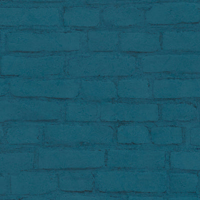 Wallpaper with brick wall painted blue, 1332600 AS Creation
