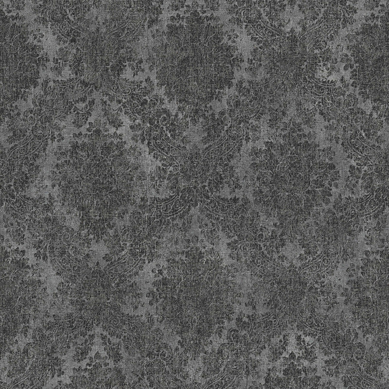 Tapetes ar klasisko ziedu ornamentu, melnā krāsā, 1220316 AS Creation