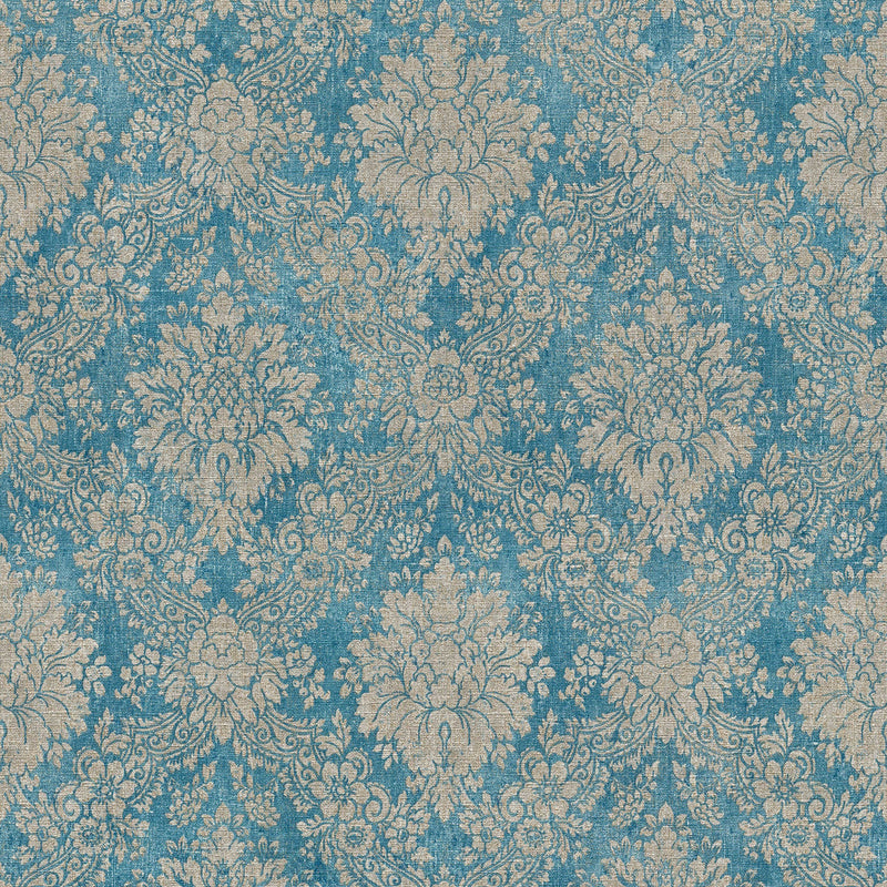 Tapetes ar klasisko ziedu ornamentu, zilā krāsā, 1220313 AS Creation