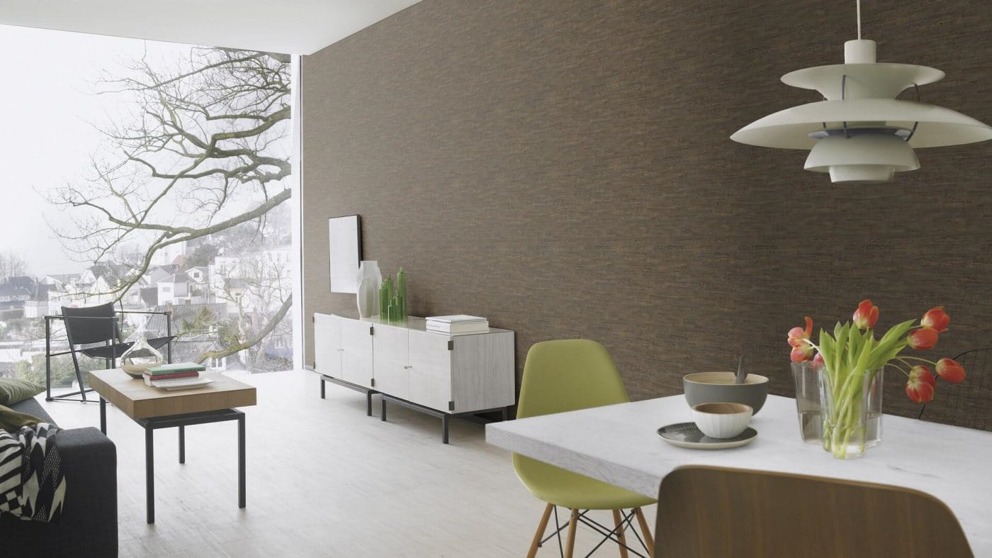 Tapetes guļamistabai ar koka dēlīšiem brūnā krāsā, RASCH, 537055 RASCH