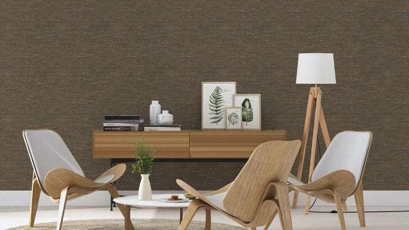 Wallpaper with wood-grain texture in dark brown, RASCH, 2030737 RASCH