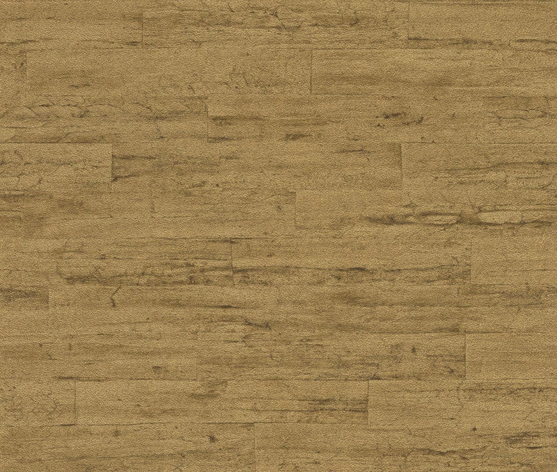 Wallpaper with wood-grain texture in gold, RASCH, 2030767 RASCH