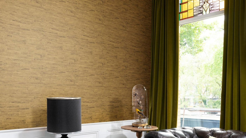 Wallpaper with wood-grain texture in gold, RASCH, 2030767 RASCH