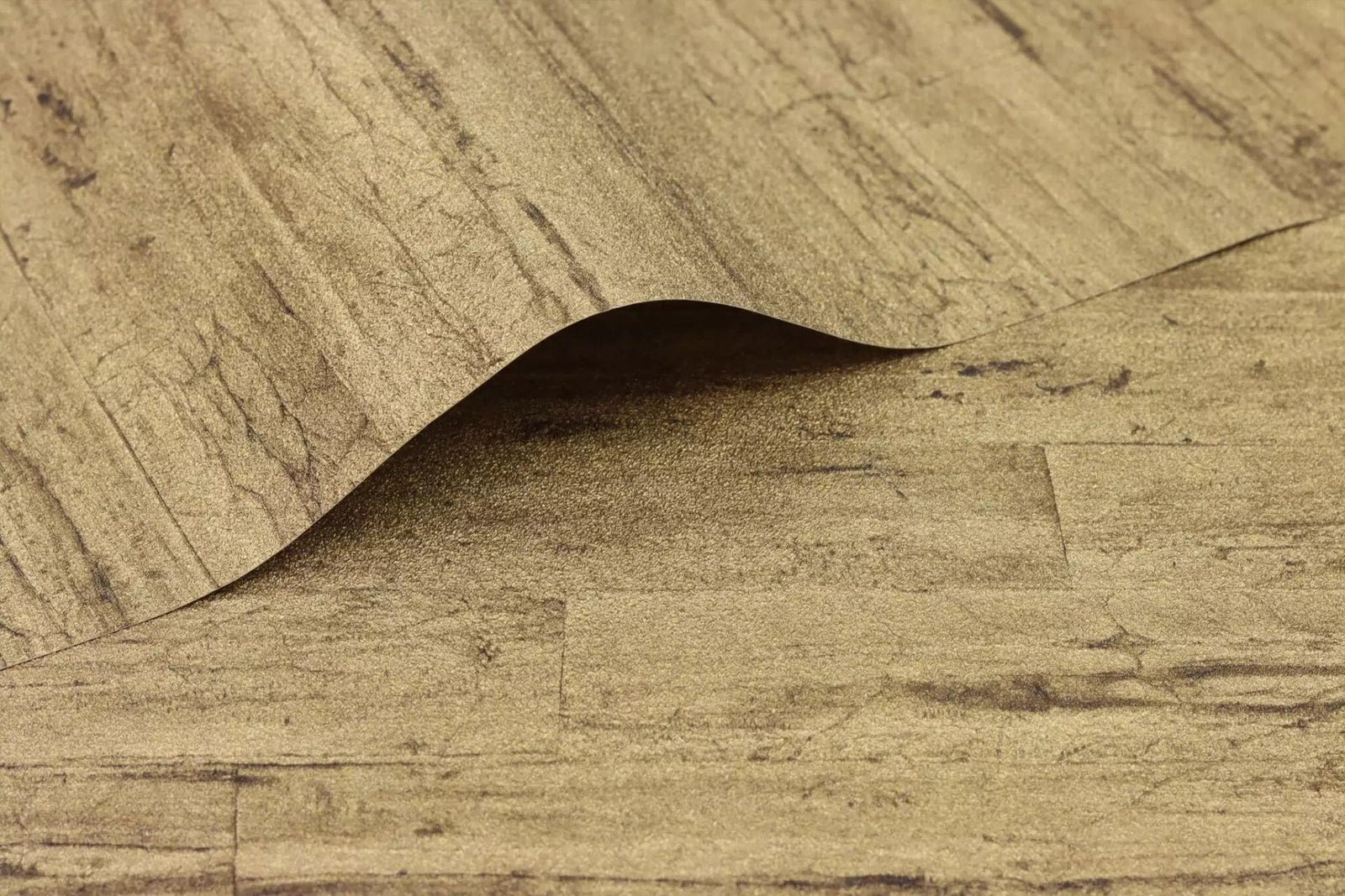 Tapetes guļamistabai ar koka dēlīšiem zeltā krāsā, RASCH, 537079 RASCH