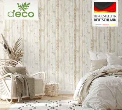 Wallpaper with the look of wooden planks, PVC-free - beige, 1357775 🌱 AS Creation