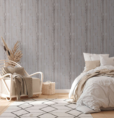 Wallpaper with the look of wooden planks, PVC-free - grey, 1357776 🌱 AS Creation