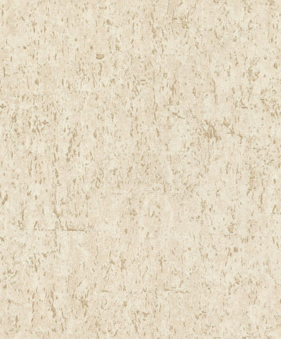 Smėlio spalvos su aukso patina tapetai su kamštine išvaizda, RASCH, 2033330 RASCH