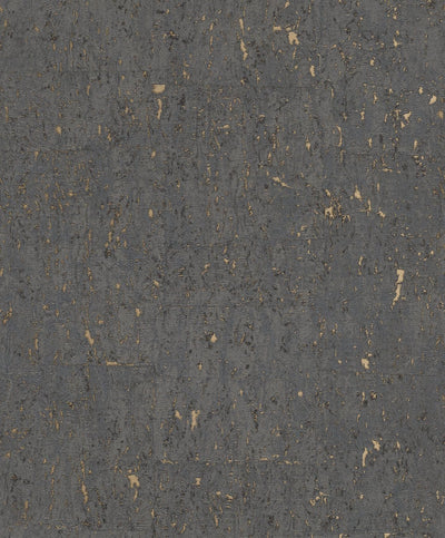 Wallpaper with cork look in black with bright patina, RASCH, 2033367 RASCH