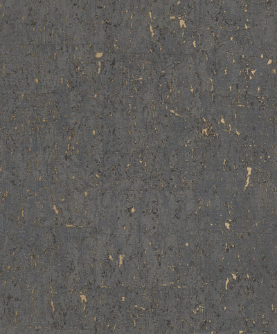 Juodos spalvos tapetai su kamštine išvaizda ir ryškia patina, RASCH, 2033367 RASCH