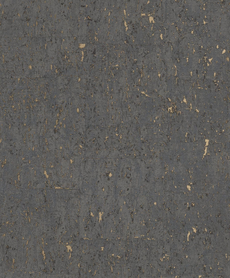Juodos spalvos tapetai su kamštine išvaizda ir ryškia patina, RASCH, 2033367 RASCH