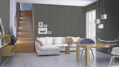 Wallpaper with cork look in black with bright patina, RASCH, 2033367 RASCH