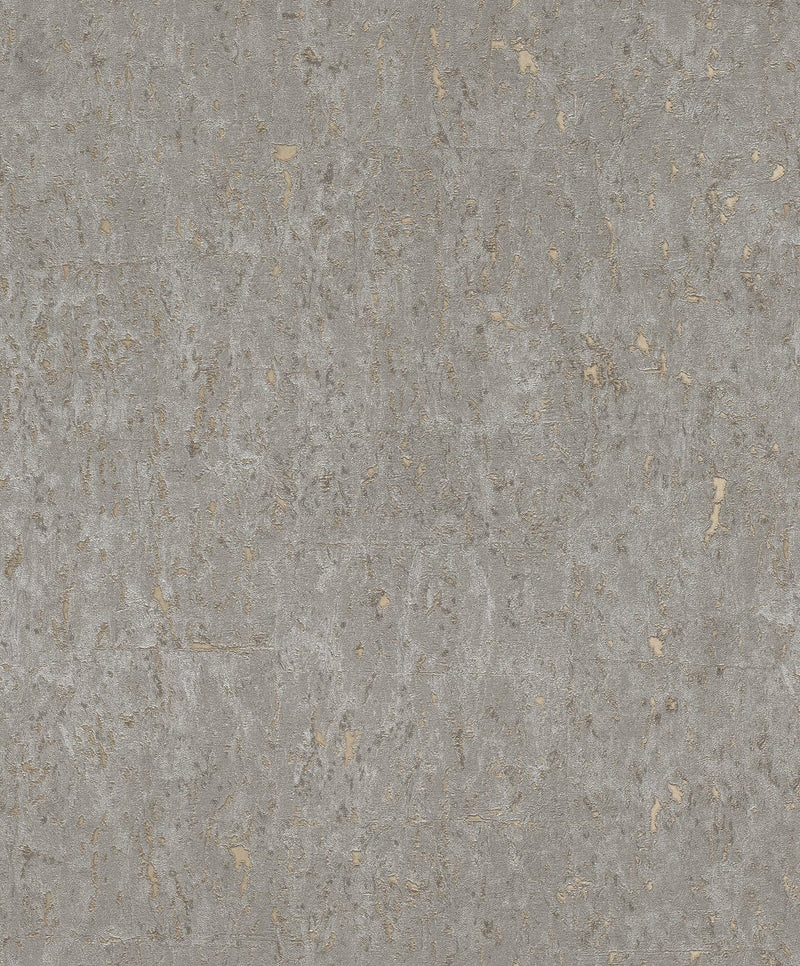 Wallpaper with cork look in grey with gold patina, RASCH, 2033337 RASCH