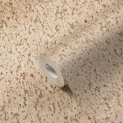 Wallpaper with cork look and metallic effect in light brown, 1332212 AS Creation