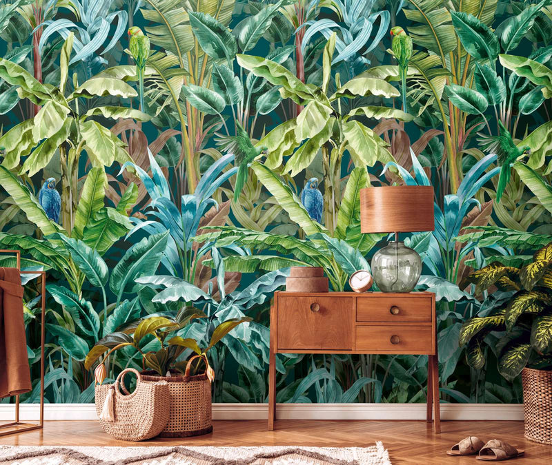 Wallpaper with bright jungle pattern - green, 1375265 AS Creation