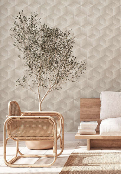 Square pattern wallpaper without PVC: warm grey, 1360045 🌱 AS Creation