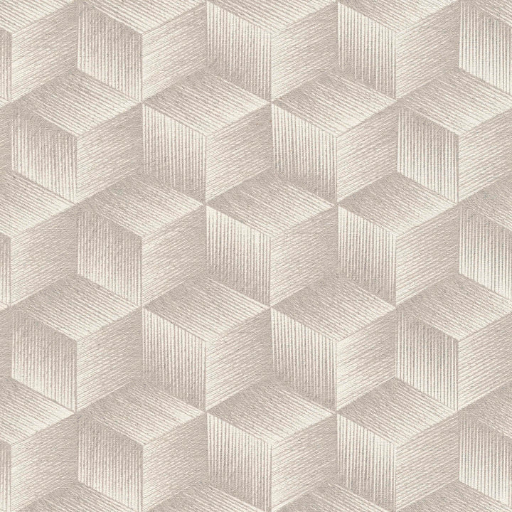 Tapetes ar kvadrātveida rakstu bez PVC: silti pelēkā krāsā, 385061 🌱 AS Creation