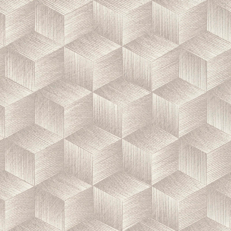 Square pattern wallpaper without PVC: warm grey, 1360045 🌱 AS Creation