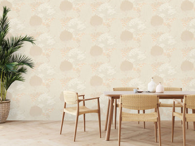 Wallpaper with leaves with fine texture, matt: beige, pink, 1400436 AS Creation