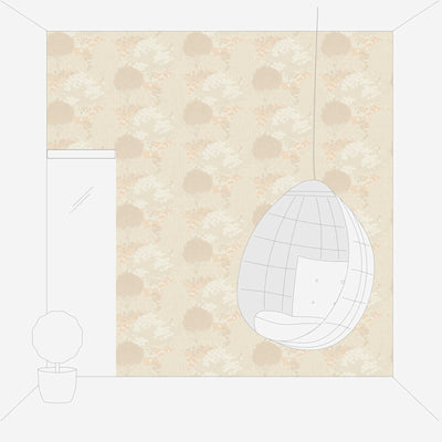 Wallpaper with leaves with fine texture, matt: beige, pink, 1400436 AS Creation