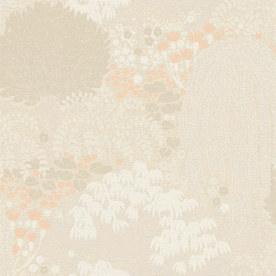 Wallpaper with leaves with fine texture, matt: beige, pink, 1400436 AS Creation