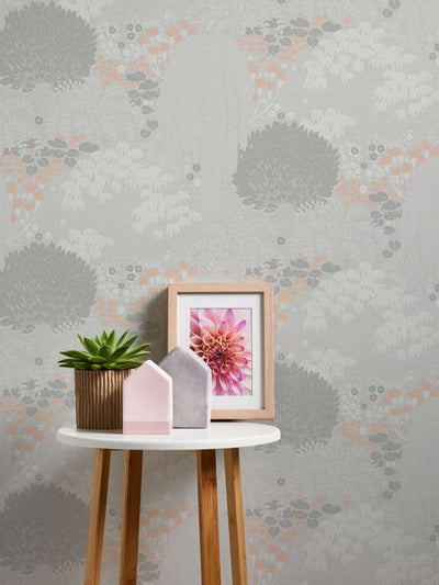 Wallpaper with leaves with fine texture, matt: light grey, 1400435 AS Creation