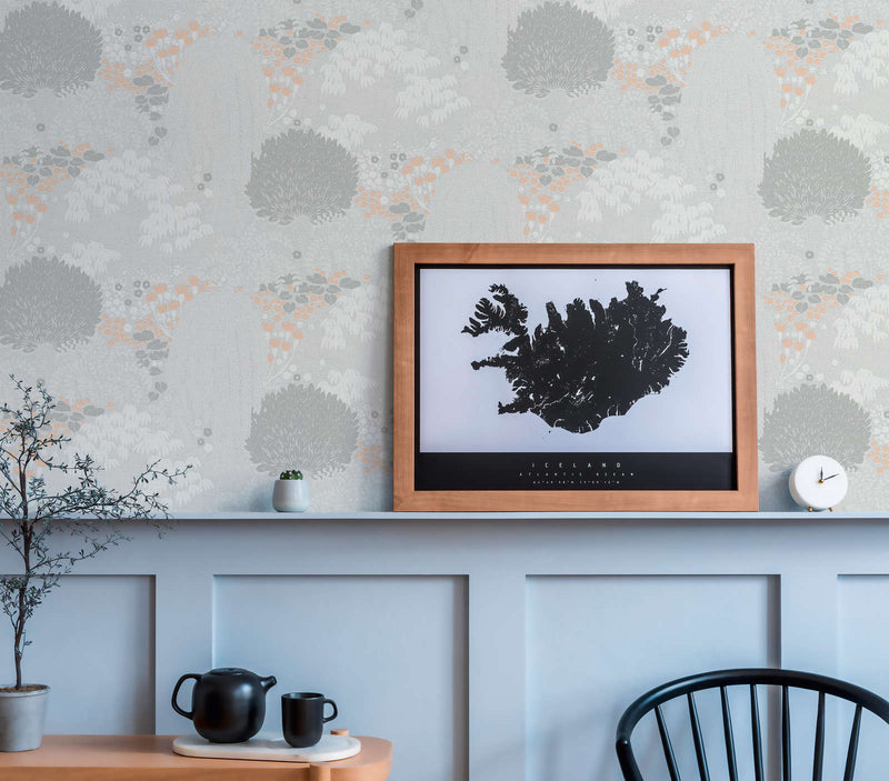 Wallpaper with leaves with fine texture, matt: light grey, 1400435 AS Creation