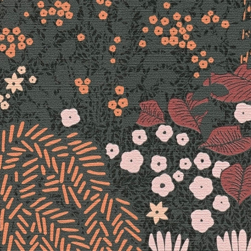 Tapetes ar lapām ar smalku tekstūru: melnā, rozā, 1400440 AS Creation