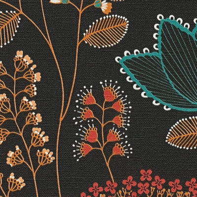 Wallpaper with leaves in retro style, matt: black, brown, pink, 1400427 AS Creation