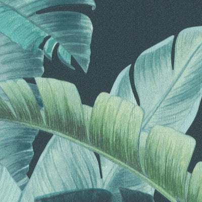 Tapetes ar lapām tropiskā stilā, tumši zaļā krāsā, 2030162 Erismann